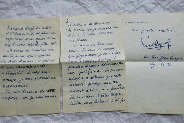 MARCEL PAGNOL belle lettre autographe manuscrite & signée – Image 3