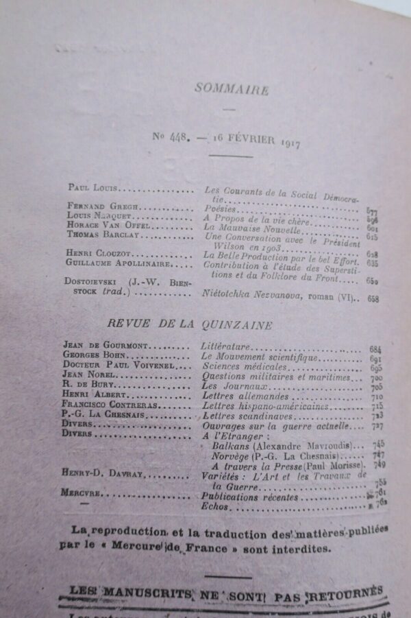 Mercure de France, n°448, 1917 Apollinaire... – Image 3