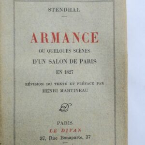 Stendhal DIVAN Martineau ARMANCE ou quelques scènes d'un salon parisien en 1827