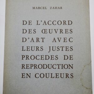 ZAHAR  DE L'ACCORD DES OEUVRES D ART + dédicace