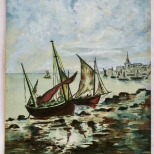 marine Peinture gouache 24 X 32,5 cm
