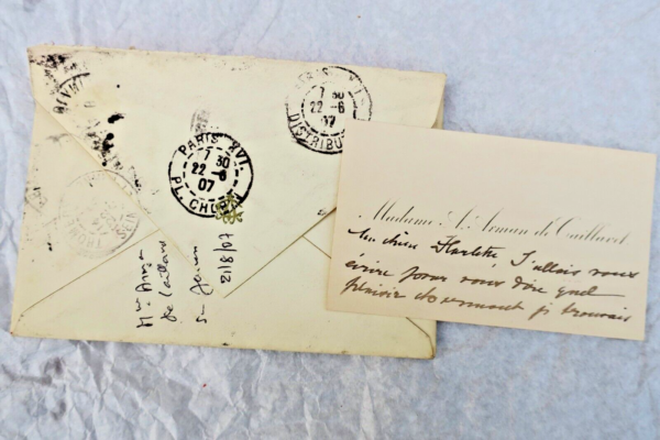 Arman de Caillavet Mme. carte manuscrite autographe+billet+ – Image 3