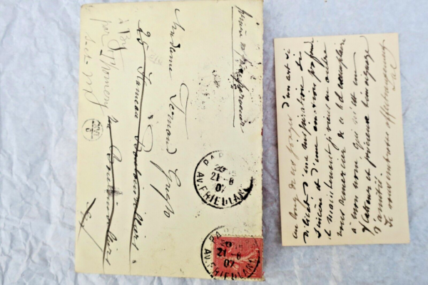 Arman de Caillavet Mme. carte manuscrite autographe+billet+ – Image 4