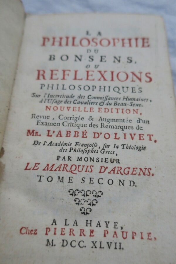 BOYER D'ARGENS Jean-Baptiste Marquis de La philosophie du bon sens 1747 – Image 4
