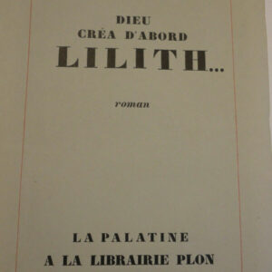 CHADOURNE Marc DIEU CREA D'ABORD LILITH.  EO sur Alfa