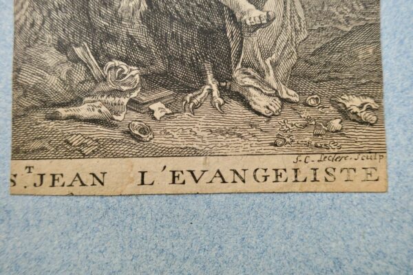 Gravure  17 ème 75 x 117 mm. Leclerc St. Jean l'évangéliste – Image 3