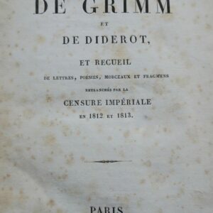 Grimm Diderot  Correspondance Inédite 1829