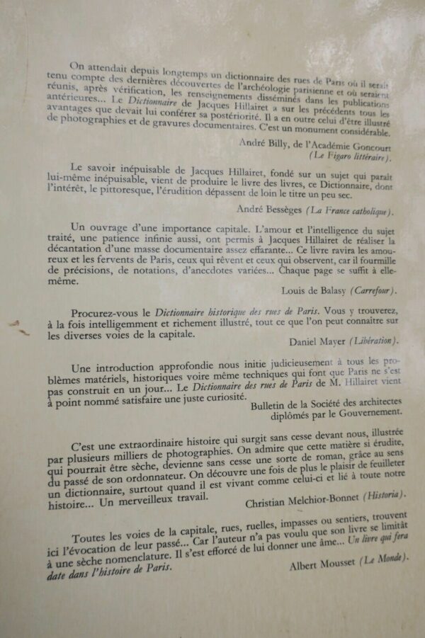 HILLAIRET DICTIONNAIRE HISTORIQUE DES RUES DE PARIS 1963 – Image 10
