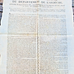 Jugement du tribunal criminel (Ardèche) accusé de faux AN II