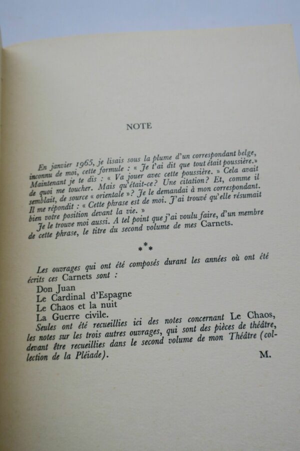 MONTHERLANT (Henry de) Va jouer avec cette poussière (Carnets 1958-1964) S.P. – Image 8