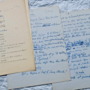 Maurice Druon ensemble de feuillets autographes du manuscrit Mégarée 1942
