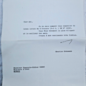 Maurice Schumann lettre signée