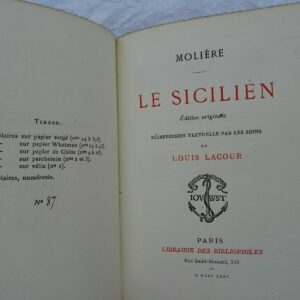 Molière Le Sicilien sur vergé nté