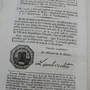 Monnaie bulletin des lois de la république REVOLUTION