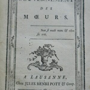 POLIER DE SAINT-GERMAIN  Du Gouvernement, des Moeurs. 1784