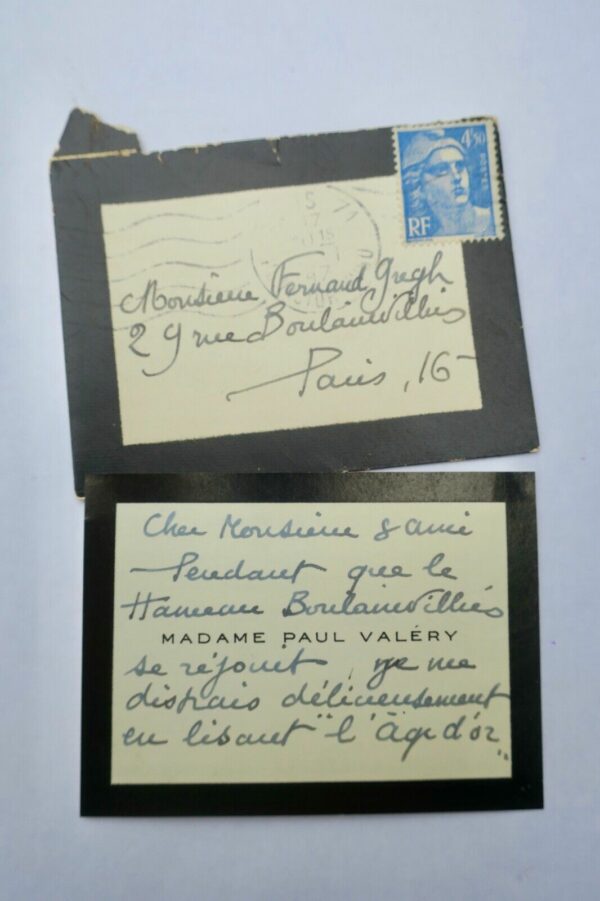 Paul Valéry Mme billet autographe manuscrit