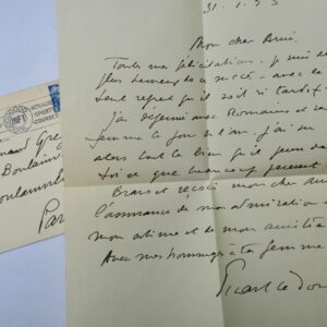 Picart Le Doux belle lettre autographe manuscrite