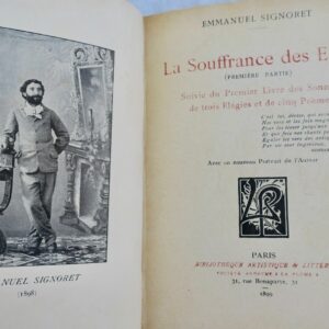 SIGNORET la SOUFFRANCE des EAUX,Livre des Sonnets de trois Élégies...