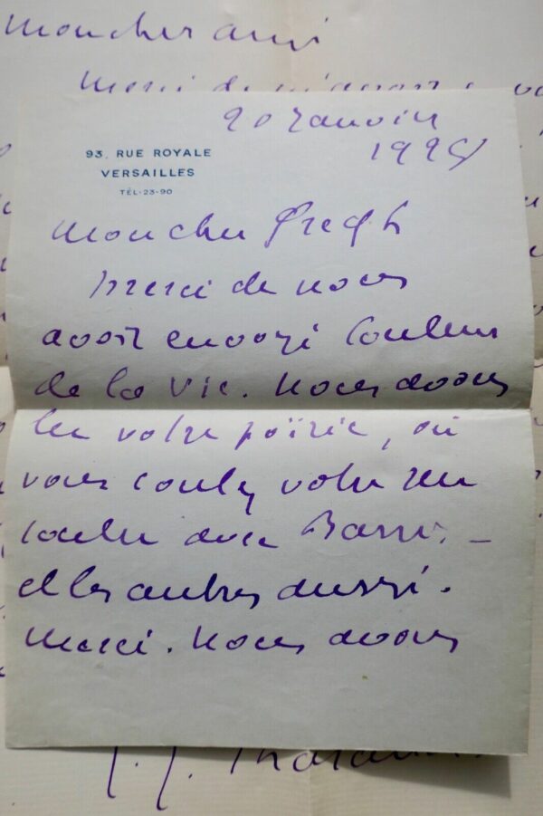 Tharaud 2 belles lettres autographes manuscrites – Image 3