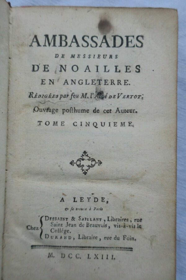 VERTOT Ambassades de messieurs de Noailles en Angleterre 1763 – Image 3
