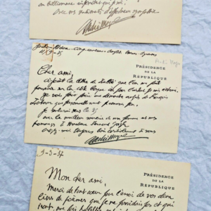 André Magre PRESIDENCE 4 cartes manuscrites & lettre