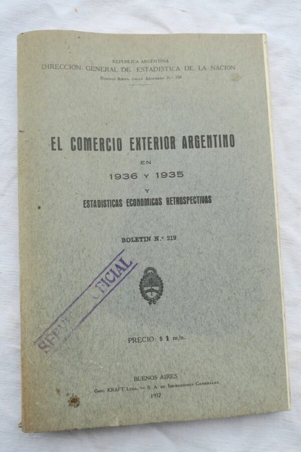 Argentina comercio exterior argentino en 1936 y 1935 y estadisticas economicas