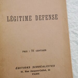 BRETON (André). Légitime Défense. Éditions Surréalistes 1926
