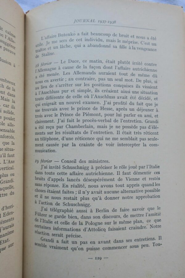 COMTE GALEAZZO Ciano Journal Politique 1937 - 1938 – Image 5