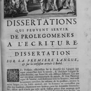 Dissertations qui peuvent servir de prolégomènes de l'Ecriture Sainte 1720