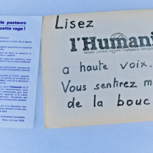 Lisez à haute voix l'humanité vous sentez mauvais de la bouche Humanité 1968
