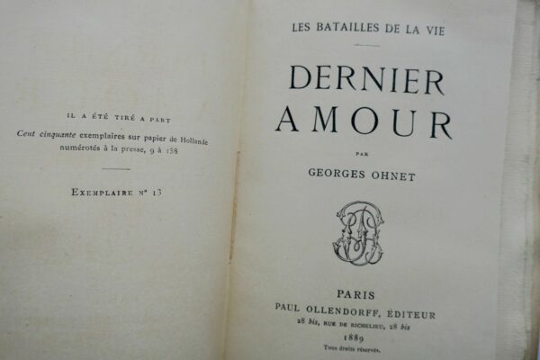 OHNET Dernier amour.... 1889 sur papier hollande numéroté