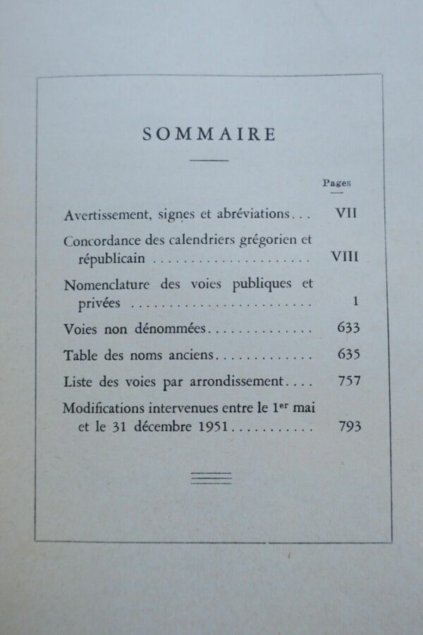 Paris Nomenclature des voies publiques et privées par la Ville de Paris 1951 – Image 9