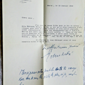 Robert DEBRE lettre autographe manuscrite & signée