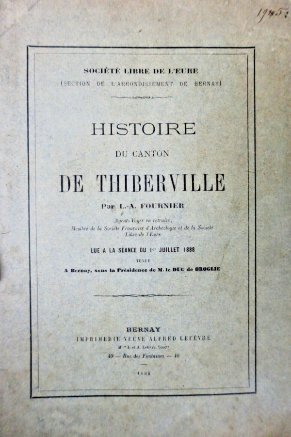 Thiberville histoire du canton de Thiberville 1888