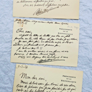 André Magre PRESIDENCE 4 cartes manuscrites & lettre