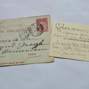 Anna de Noailles carte autographe manuscrite & signée