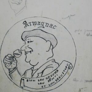 Armagnac étiquette dessin cahiers croquis
