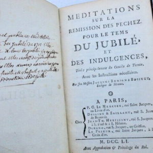 BOSSUET  Méditations sur la rémission des pechez 1751