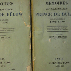 BÜLOW  Mémoires du chancelier prince de Bülow (1849-1919).