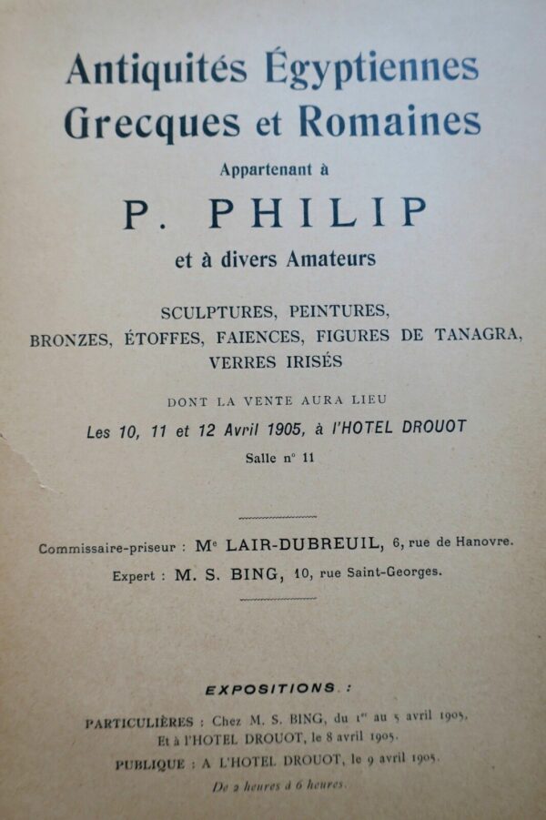 Collection P. Philip et collections diverses. Antiquités Égyptiennes grecques... – Image 6