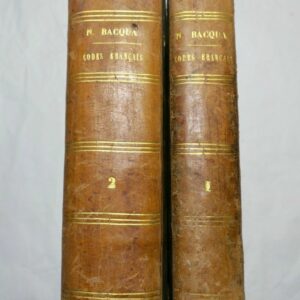 Droit BACQUA CODES DE LA LEGISLATION FRANCAISE - 1858