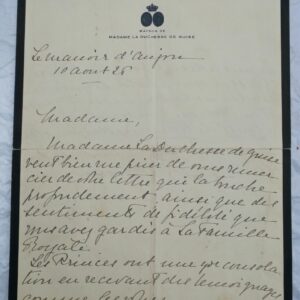 Duchesse de Guise lettre autographe + Essai De Diplomatie Sur Le Brabant