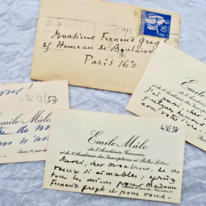 EMILE MÂLE cartes & lettres autographes manuscrites & signées