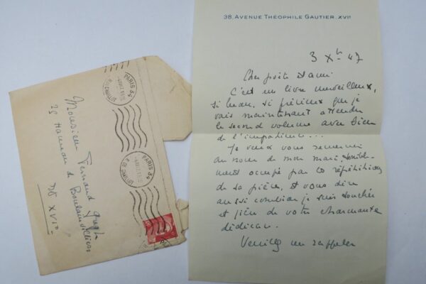 MAURIAC J. François Mauriac Lettre autographe manuscrite
