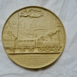 Médaille en plâtre train 52 mm.