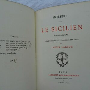 Molière Le Sicilien sur vergé nté