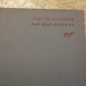 PAULHAN (Jean) Clef de la poésie  Gallimard NRF