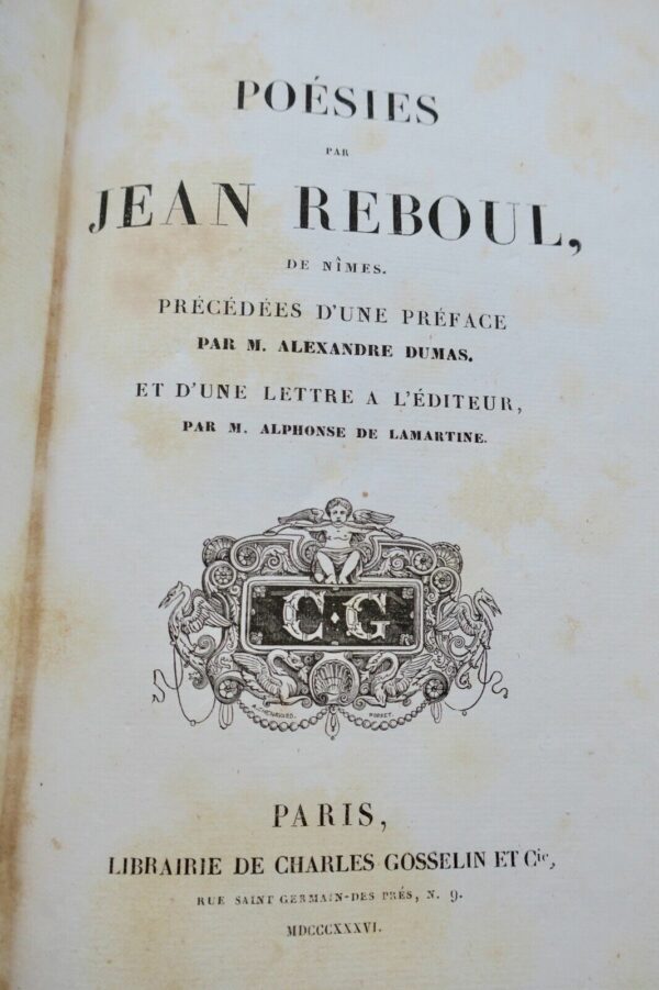 REBOUL  de Nimes. Poésies par Jean Reboul, de Nimes 1836 – Image 3