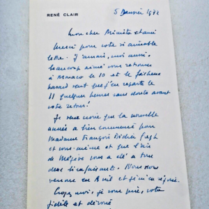 René CLAIR  belle lettre autographe + réponse du ministre