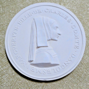 médaille en plâtre Margueritte fille de Charles Comte Dangolesme 66 mm.